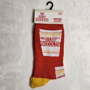 Nissin Cup Noodles Crew Socks Unisex Red Gold Novelty Gift Casual Socks NWT